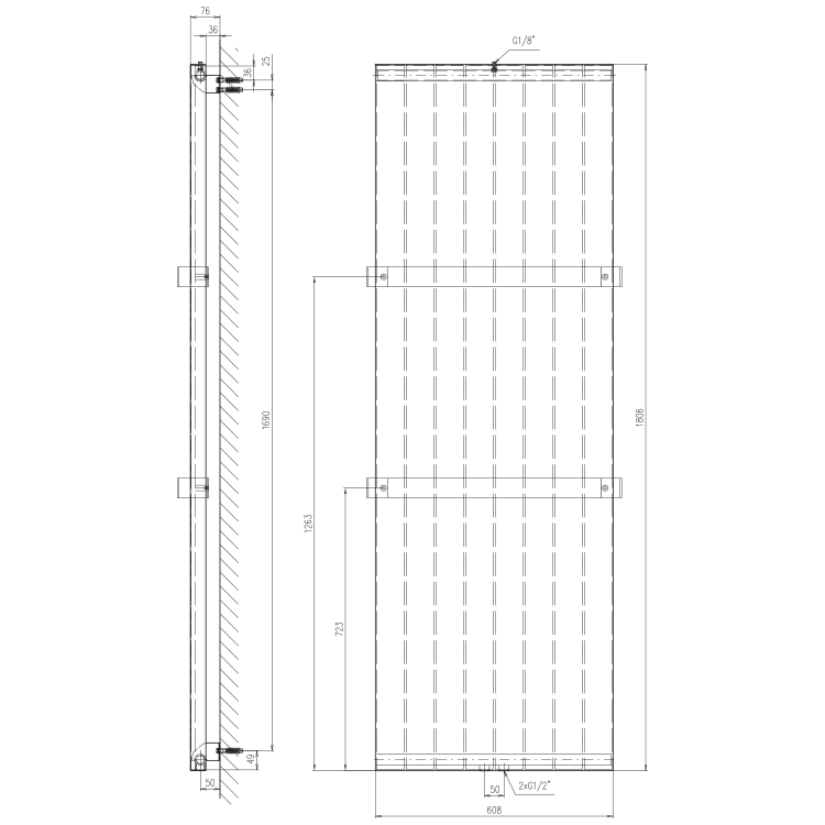 Dvieļu žāvētājs / Radiators Sapho Magnifica 61x181cm, balts ar tekstūru IR137