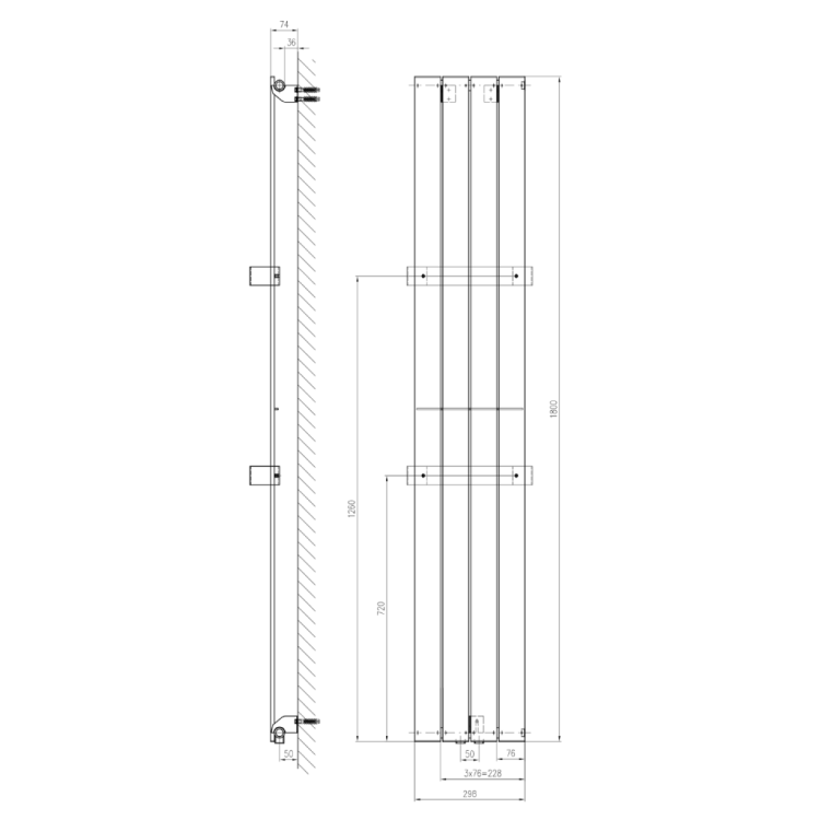 Radiators Sapho COLONNA 298x1800mm, Balts IR140 Radiators Sapho COLONNA 298x1800mm, Balts IR140