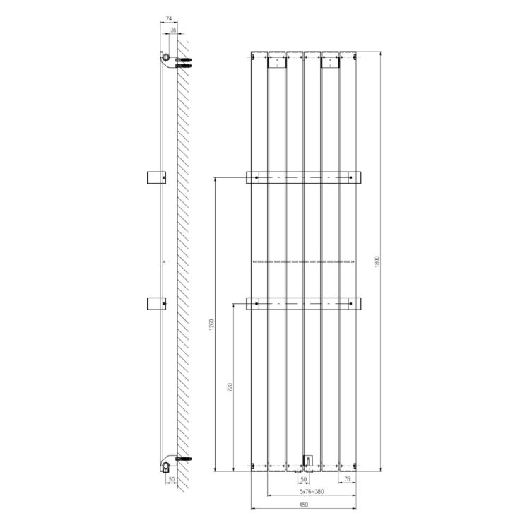 Dvieļu žāvētājs / Radiators Sapho COLONNA 450x1800mm, Balts IR1 Dvieļu žāvētājs / Radiators Sapho COLONNA 450x1800mm, Balts IR1