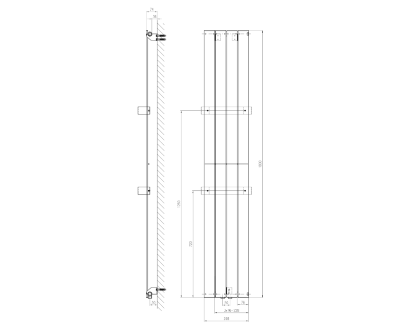 Полотенцесушитель / Радиатор Sapho Colonna 30x180 см, 614 Вт, серебристый металлик IR143