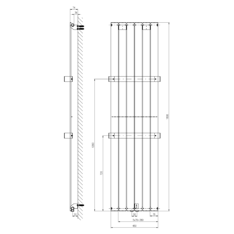 Dvieļu žāvētājs / Radiators Sapho COLONNA 450x1800mm, Sudraba IR145 Dvieļu žāvētājs / Radiators Sapho COLONNA 450x1800mm, Sudraba IR145