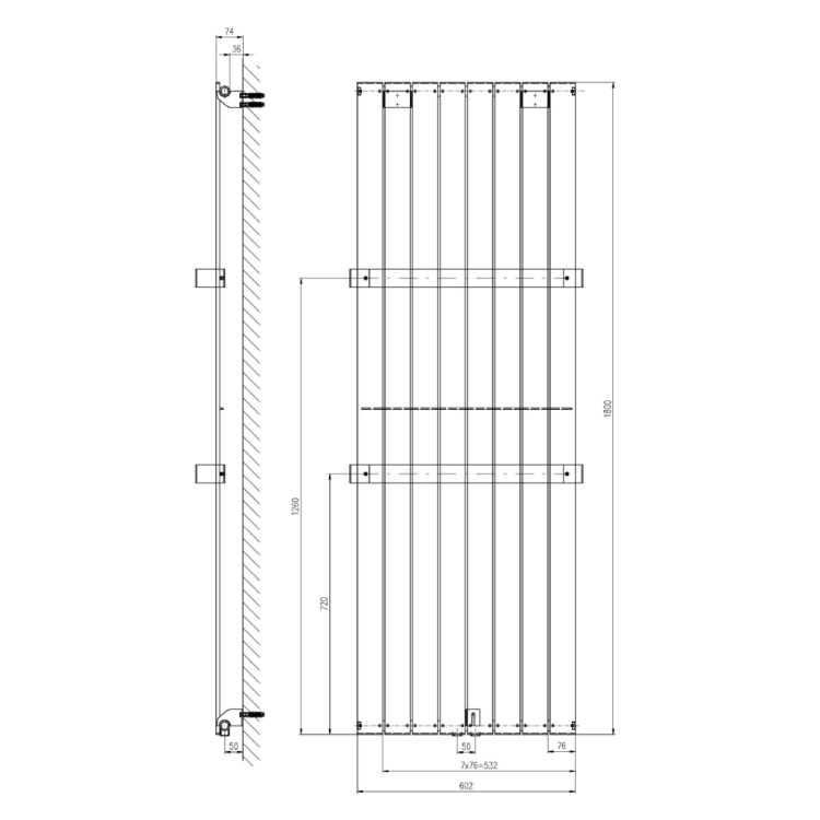 Dvieļu žāvētājs / Radiators Sapho COLONNA 602x1800mm, metāliski sudrabs IR146 Dvieļu žāvētājs / Radiators Sapho COLONNA 602x1800mm, metāliski sudrabs IR146