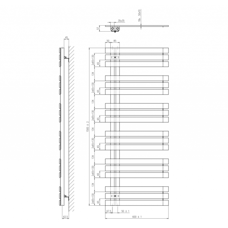 Dvieļu žāvētājs / Radiators Sapho SILVANA 600x1500mm, metāliski sudrabs  IR155