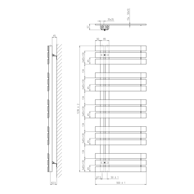 Dvieļu žāvētājs / Radiators Sapho Silvana 50x124cm, 496W, balts IR161 Dvieļu žāvētājs / Radiators Sapho Silvana 50x124cm, 496W, balts IR161