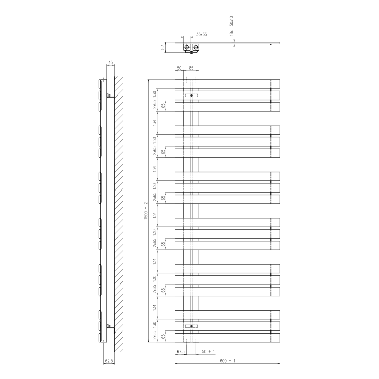 Полотенцесушитель / Радиатор Sapho Silvana 60x150см, 680Вт, белый IR163
