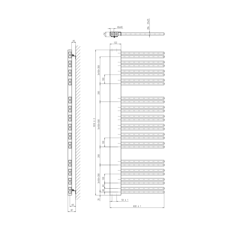 Dvieļu žāvētājs / Radiators Sapho Altalena 60x161cm, metālisks antracīts IR176 Dvieļu žāvētājs / Radiators Sapho Altalena 60x161cm, metālisks antracīts IR176