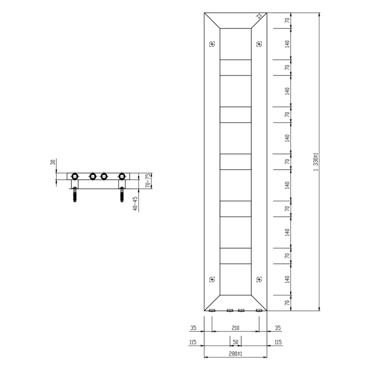 Dvieļu žāvētājs / Radiators Sapho Block 28x133cm, 353 W, balts matēts IR183
