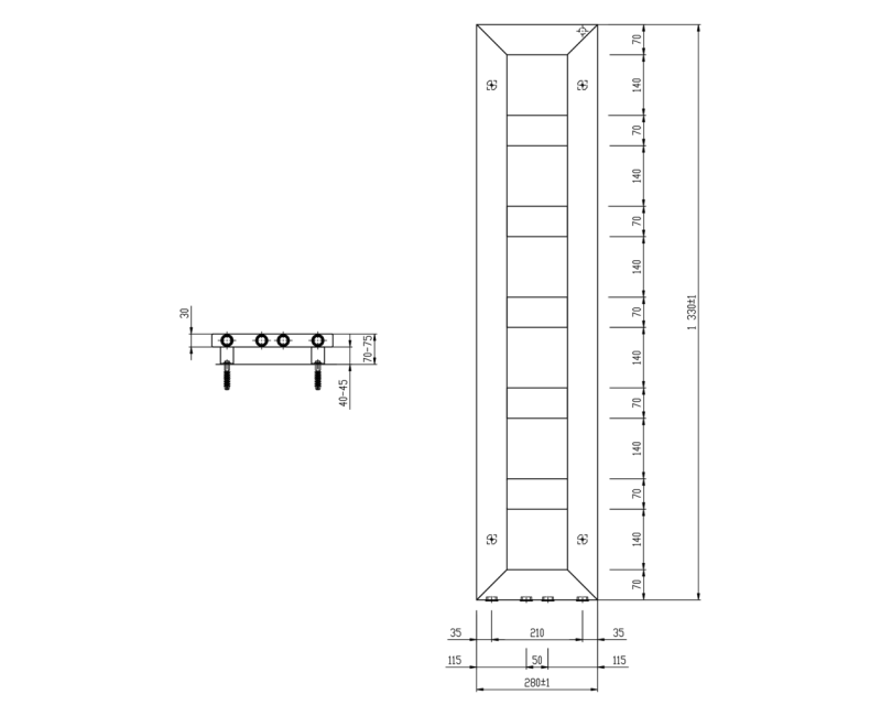Dvieļu žāvētājs / Radiators Sapho Block 28x133cm, 353 W, balts matēts IR183