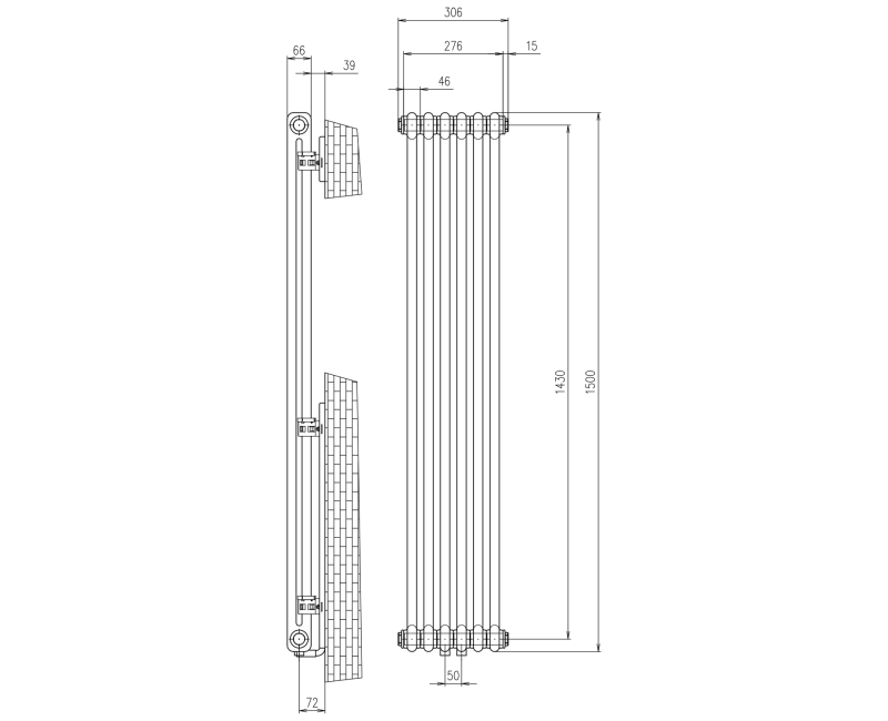 Полотенцесушитель / Радиатор Sapho Fede 31x150см, 643 Вт, матовый белый IR192