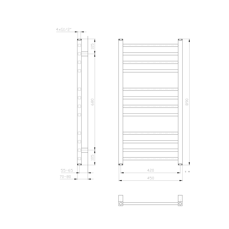 Dvieļu žāvētājs / Radiators Sapho Metro 45x89cm, 266W, Balts IR405 Dvieļu žāvētājs / Radiators Sapho Metro 45x89cm, 266W, Balts IR405