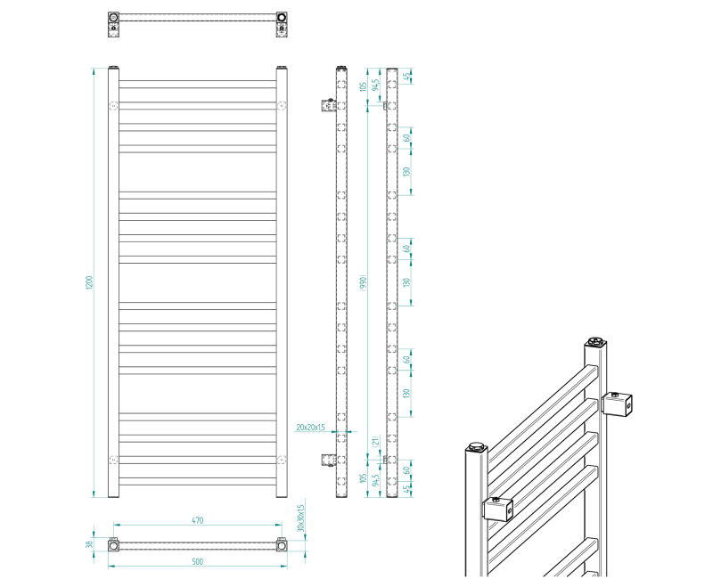 Полотенцесушитель / Радиатор Sapho Metro 50x120см, 386Вт, матовый черный IR410TB