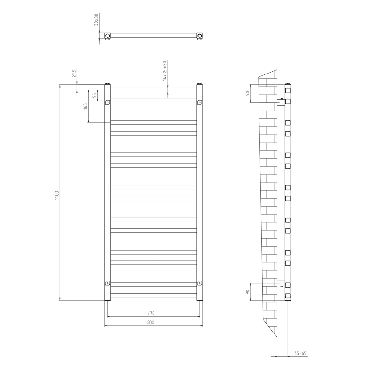 Полотенцесушитель / Радиатор Sapho Metro Dos 50x110 см, 343 Вт, хром IR432R