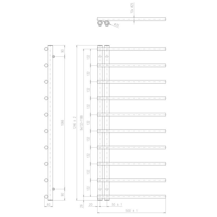 Полотенцесушитель / Радиатор Sapho ENIS 125x50см, матовый белый IR546W