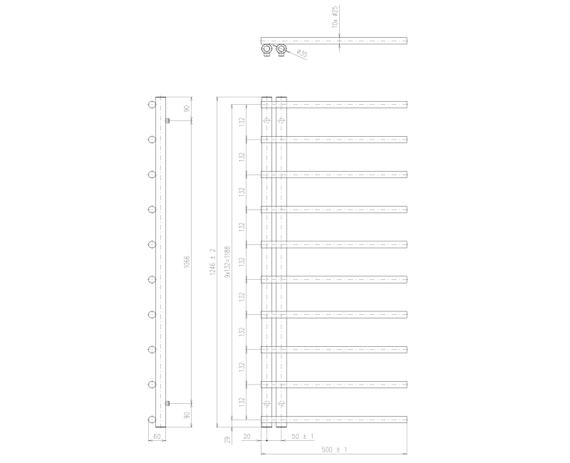 Полотенцесушитель / Радиатор Sapho ENIS 125x50см, матовый белый IR546W