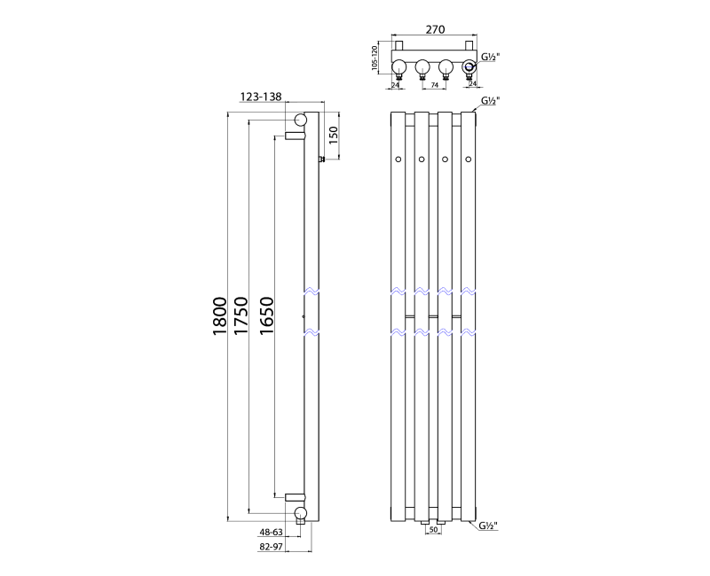 Dvieļu žāvētājs / Radiators Sapho Pilon 27x180cm, matēti balts  IZ121T