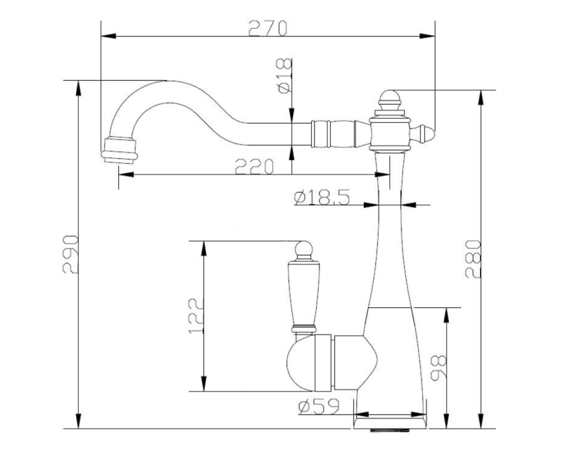 Смеситель для кухниSapho Kayra бронза K1053