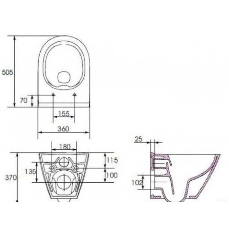 Piekaramais pods Cersanit City Rimless  SET 743 ar Slim SoftClose Vāku K701-104 Balts