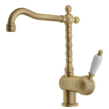 Смеситель для кухниSapho Kirké, белая ручка, бронзовый корпус KI14BB