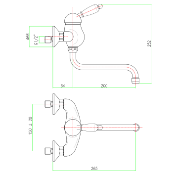 Смеситель для кухниSapho Kirké Wall-mounted White, bronze KI15BB