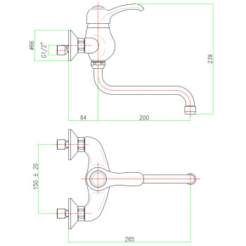КухонныйсмесительSapho Kirke настенный бронзовый KI15B