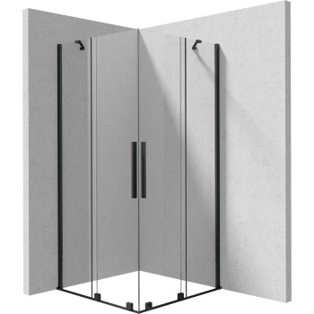 Dušas kabīne Deante PRIZMA NERO 90x90cm caurspīdīgs stikls, Hromēti profili