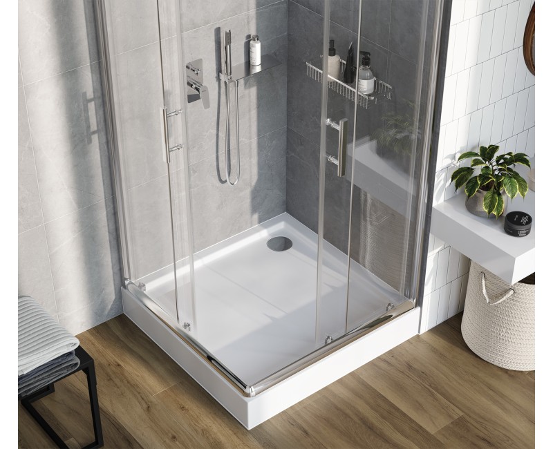 Dušas kabīne Deante JASMIN PLUS 90x90cm caurspīdīgs stikls, Hromēti profili