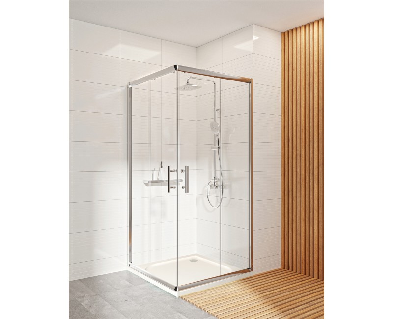 Dušas kabīne Deante JASMIN PLUS 90x90cm caurspīdīgs stikls, Hromēti profili