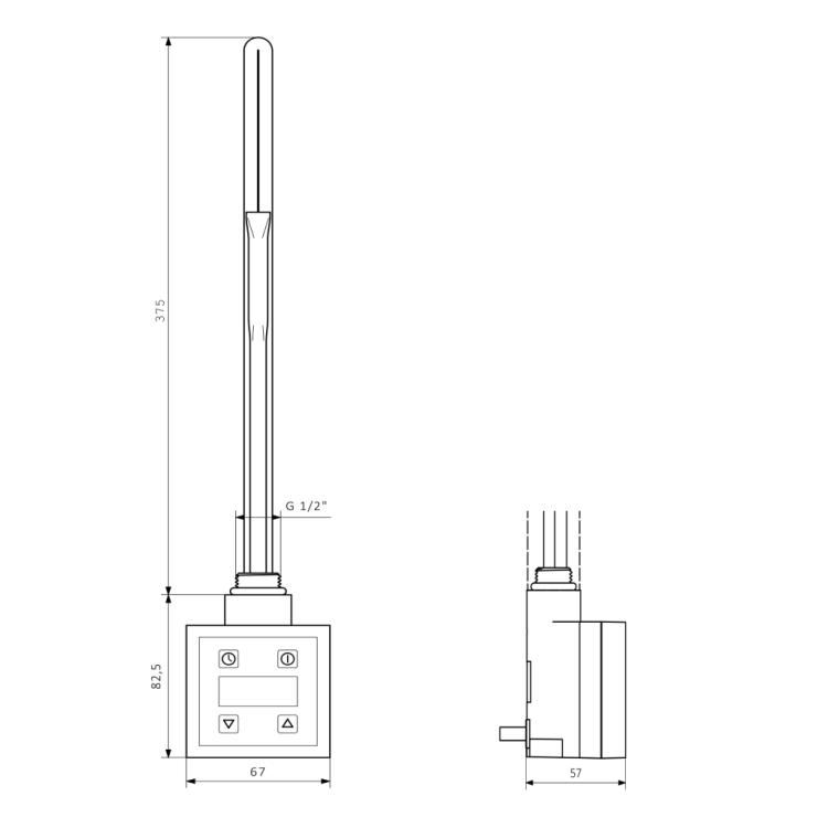 Dvieļu žāvētāja sildelements Sapho KTX ar termostatu 600W Melns Matēts KTX-S-600