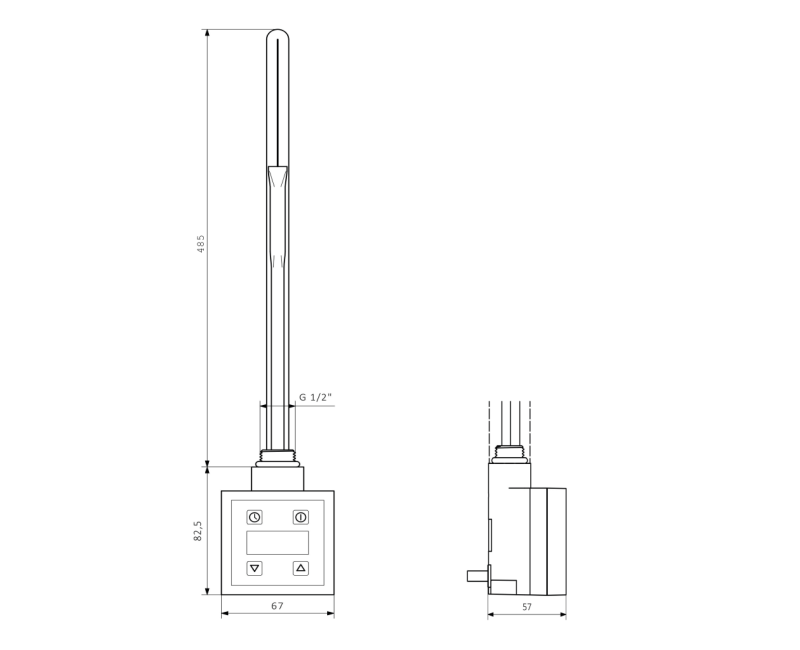 Нагревательный элемент полотенцесушителя Sapho KTX с термостатом 600 Вт Черный Матовый KTX-S-600