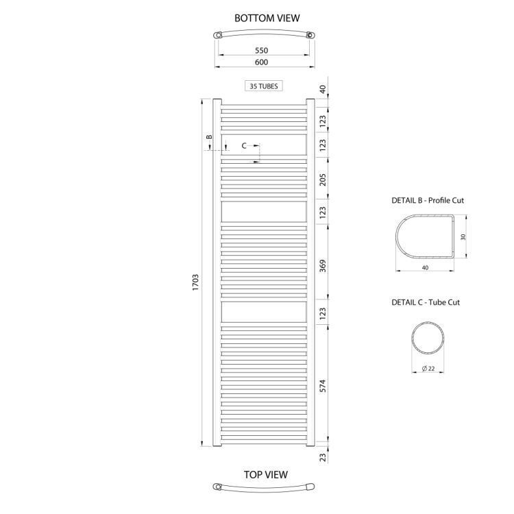 Dvieļu žāvētājs / Radiators AQUALINE Alya 170x60cm, 644W, hroms LLC205 Dvieļu žāvētājs / Radiators AQUALINE Alya 170x60cm, 644W, hroms LLC205
