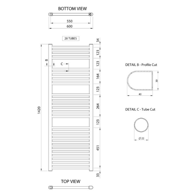 Dvieļu žāvētājs / Radiators Aqualine ALYA 600x1420mm, Hroms LLR105 Dvieļu žāvētājs / Radiators Aqualine ALYA 600x1420mm, Hroms LLR105