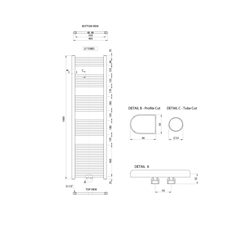 Полотенцесушитель / Радиатор AQUALINE Alya 160x40см, 388Вт, хром LLS309 Полотенцесушитель / Радиатор AQUALINE Alya 160x40см, 388Вт, хром LLS309