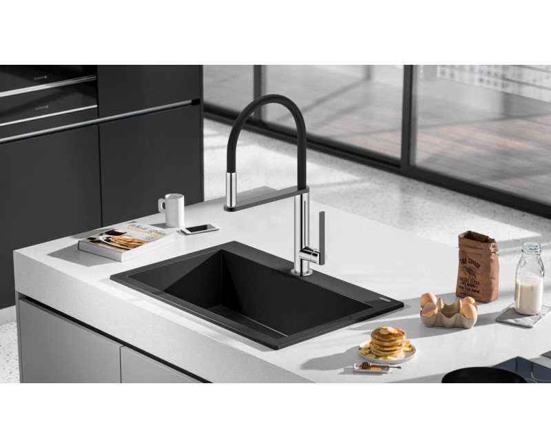 Смеситель для кухниSapho Nimoa с гибким изливом, хром/черный MA640GM