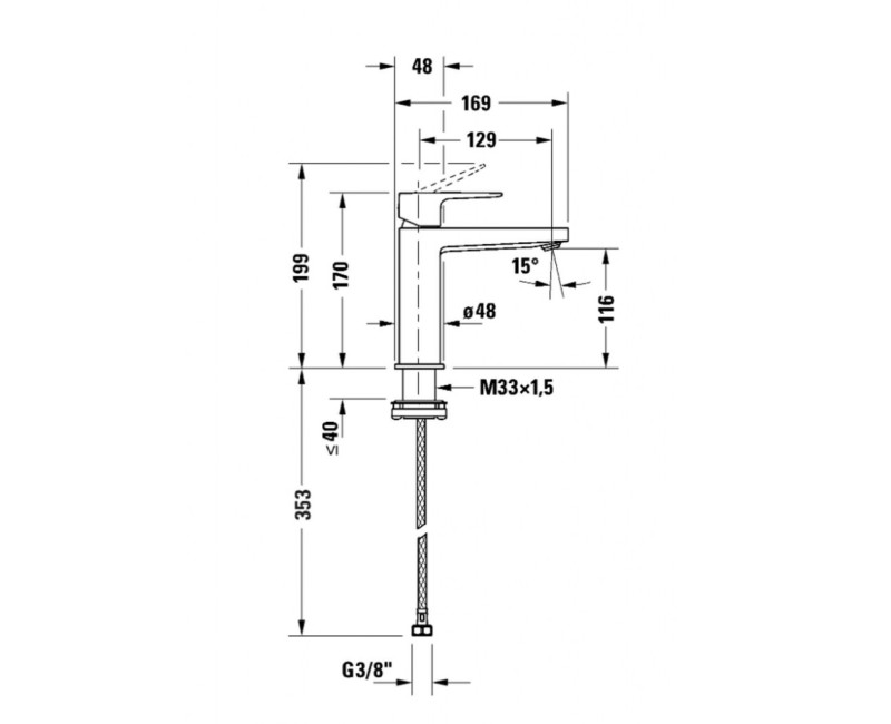 Смеситель для раковины Duravit Manhattan EasyClean, черный матовый