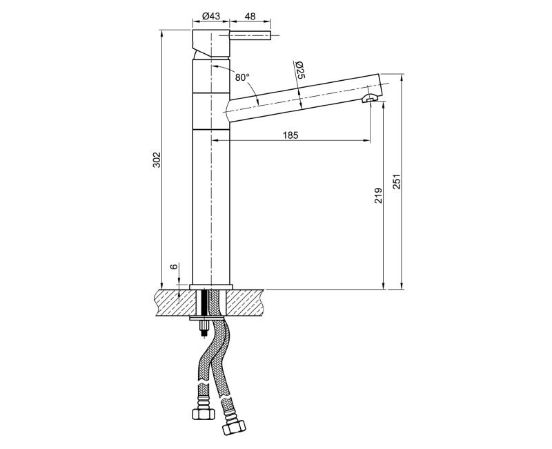 Смеситель для кухниSapho Minimal из нержавеющей стали MI016