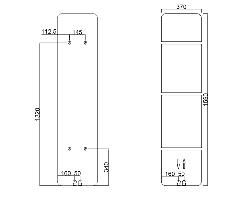 Полотенцесушитель / Радиатор Sapho Tabella, 37x159 см, 550 Вт, белый матовый MI1537