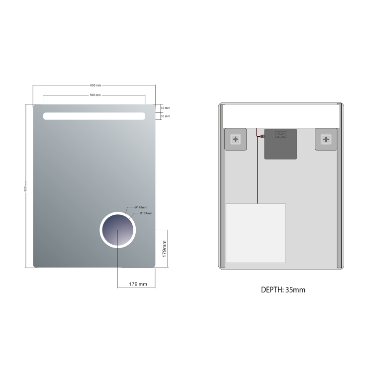 Зеркало для ванной Sapho Astro со LED подсветкой 60x80 см + косметическое зеркало MIRL2