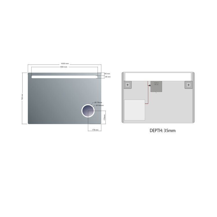 Зеркало для ванной Sapho Astro со LED подсветкой 100x70 см + косметическое зеркало MIRL4