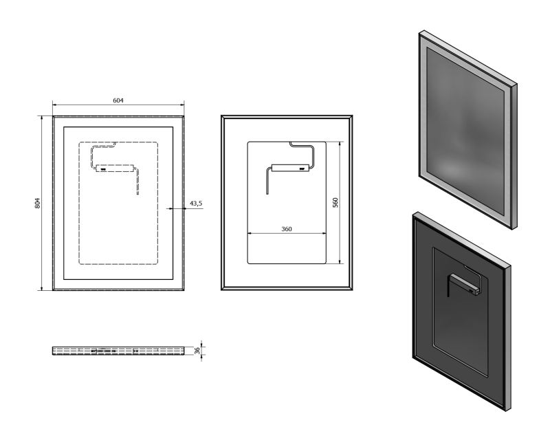 Vannas istabas spogulis Sapho Luminar ar LED apgaismojumu 60x80 cm, hroms  NL557