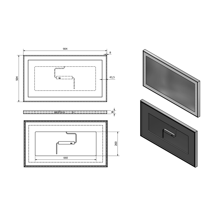 Зеркало для ванной Sapho Luminar 90x50 см, со LED подсветкой, хром NL559