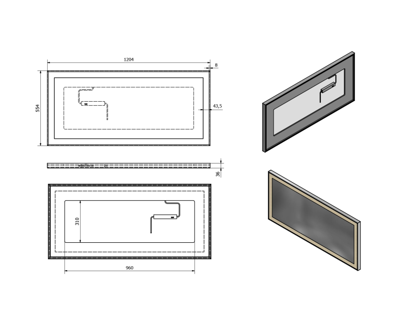 Vannas istabas spogulis Sapho Luminar ar LED apgaismojumu 120x55 cm, hroms  NL560