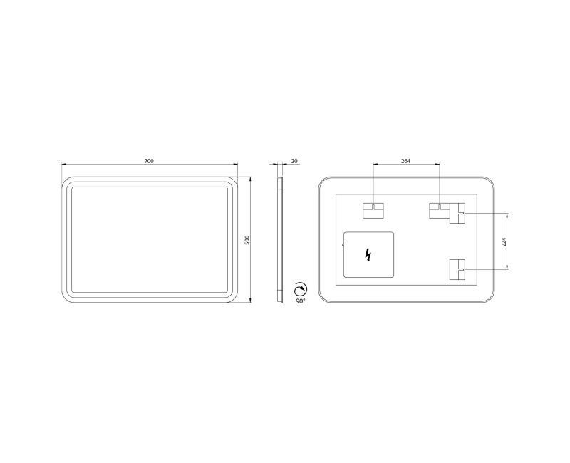 Зеркало для ванной Sapho NYX со LED подсветкой 50x70 см, алюминий NY050