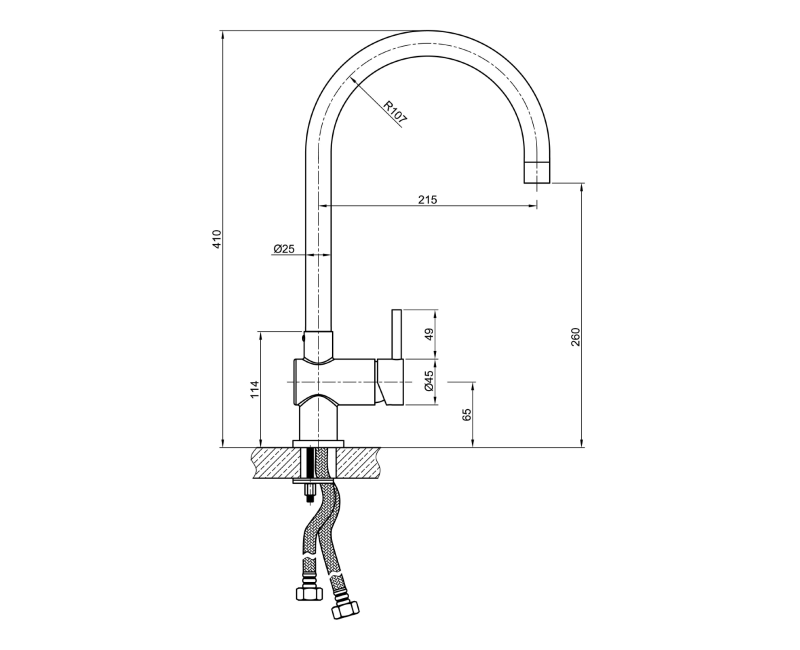 Смеситель для кухниSapho PE нержавеющая сталь PE015