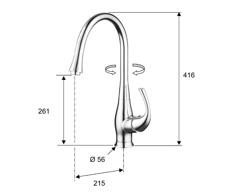 Virtuves maisītājs Sapho Prim, hroms PR21619