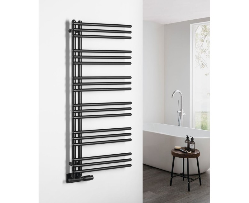 Полотенцесушитель / Радиатор AQUALINE Poseidon 114x45см, 379Вт, черный PS411B