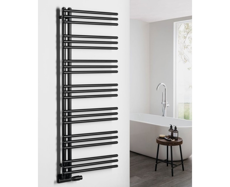 Полотенцесушитель / Радиатор AQUALINE Poseidon 134x55см, 501Вт, черный PS513B