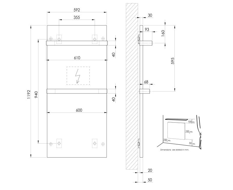 Полотенцесушитель / Радиатор Sapho ENIS 120x59см, 600 Вт, матовый черный RH600B-2