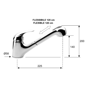 Virtuves maisītājs Sapho Saly  ar izvelkamu dušas galvu, hroms SA070