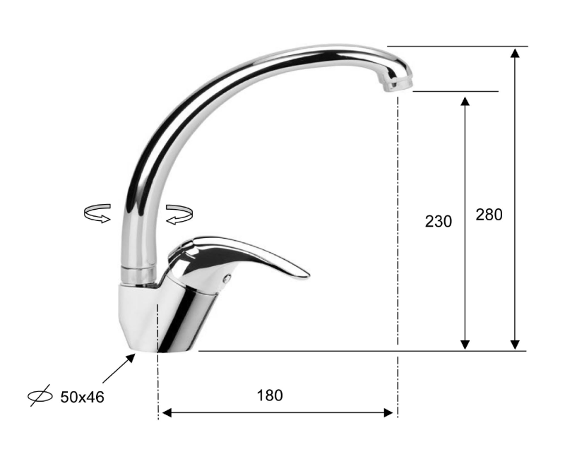 Virtuves maisītājs Sapho Saly augstums 280 mm, hroms SA511