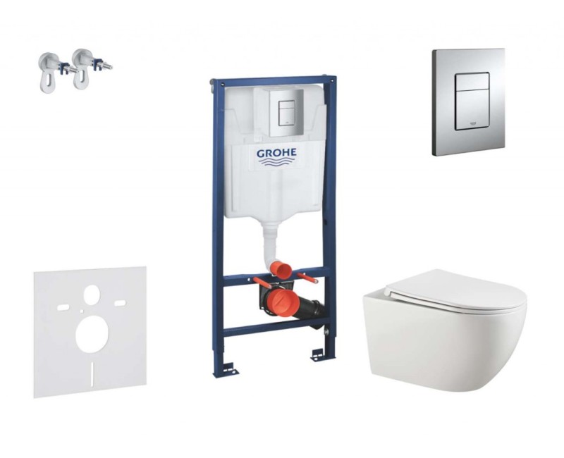 Tualetes poda komplekts Grohe rāmis Rapid SL+WC pods Kielle Gaia Rimless poga Skate Cosmopolitan+vāks SoftClose 11BA1106